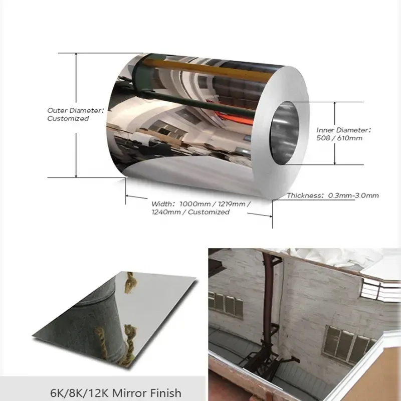 Bobina de acero inoxidable 316 laminada en caliente con tratamiento superficial 2b/Ba/Hairline/8K/No.4/No.1 0